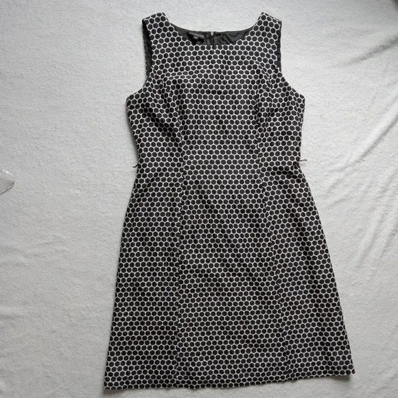 DUE per DUE Veste Silver & Black Dot Sleeveless Silk Dress size 14 - Picture 1 of 5